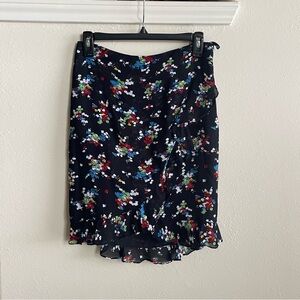 Vintage 90s Ralph Lauren Black Floral Georgette Skirt